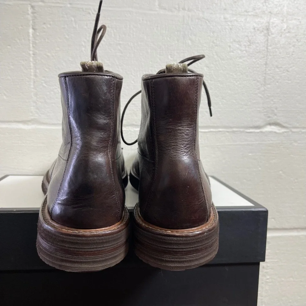 Officine Creative 0797143 Brown Leather Ankle Boots Lace up Men's 10.5 US
